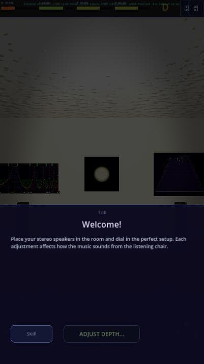 The Room 1 tutorial welcome card over the listening room